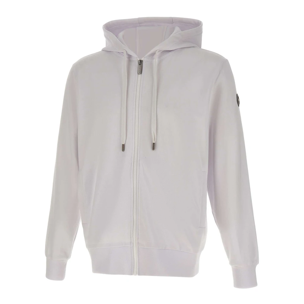 Colmar Men's White Full-Zip Hooded Sweatshirt - Long Sleeve Training Tops - S - Sport