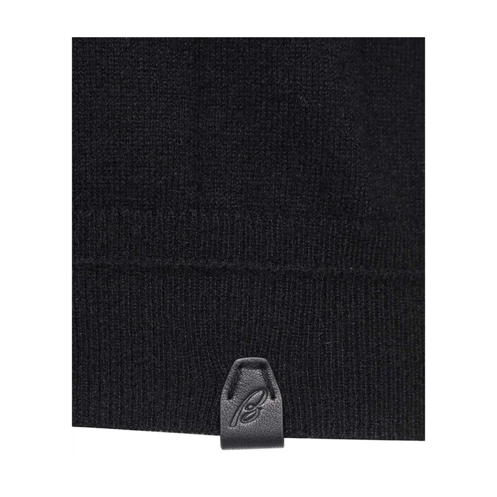 Brioni Kasjmiertrui met leren inzetstukken Black Heren