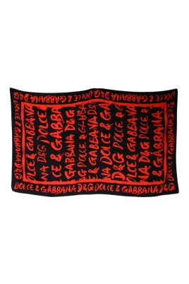 serviette-de-plage-en-coton-noir-et-rouge-avec-logo