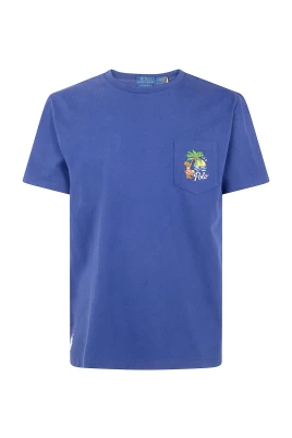 Bomulls-T-shirt med tropisk broderad grafik