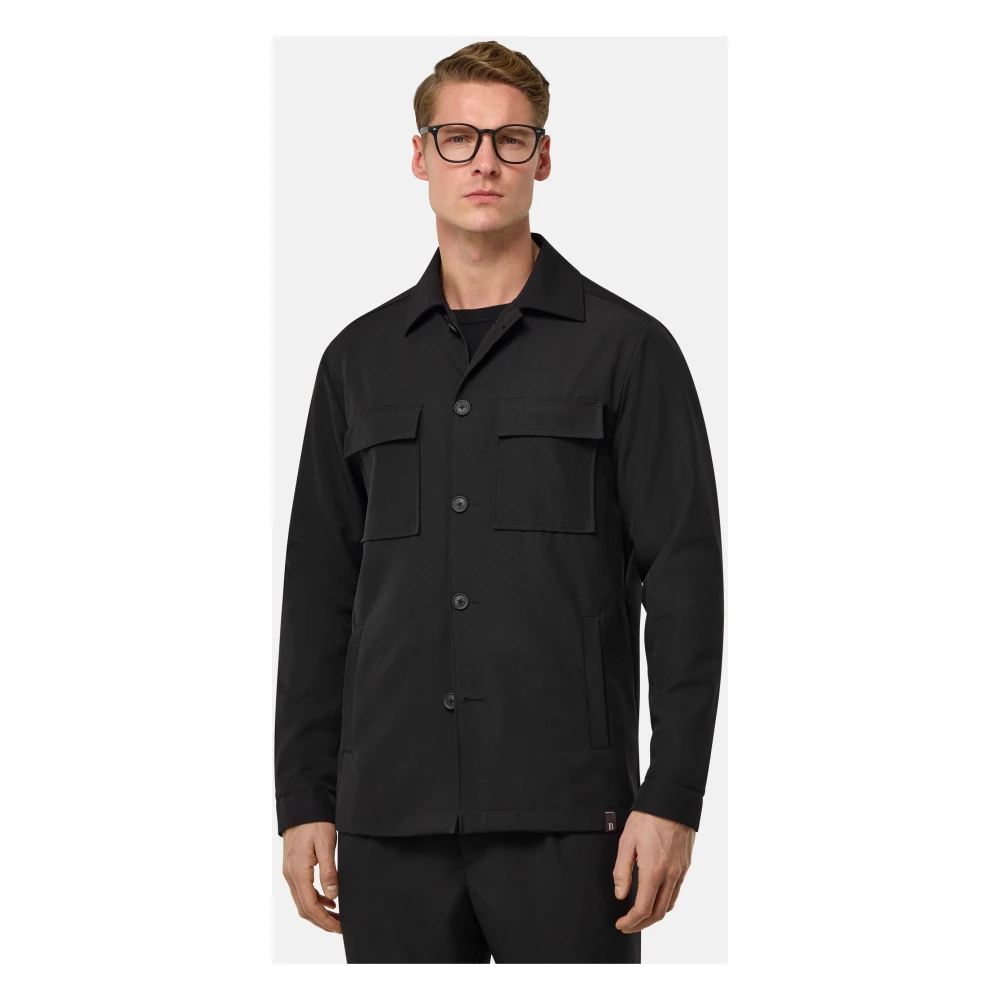 Boggi Milano Link Wol Shirt Jacket Black Heren