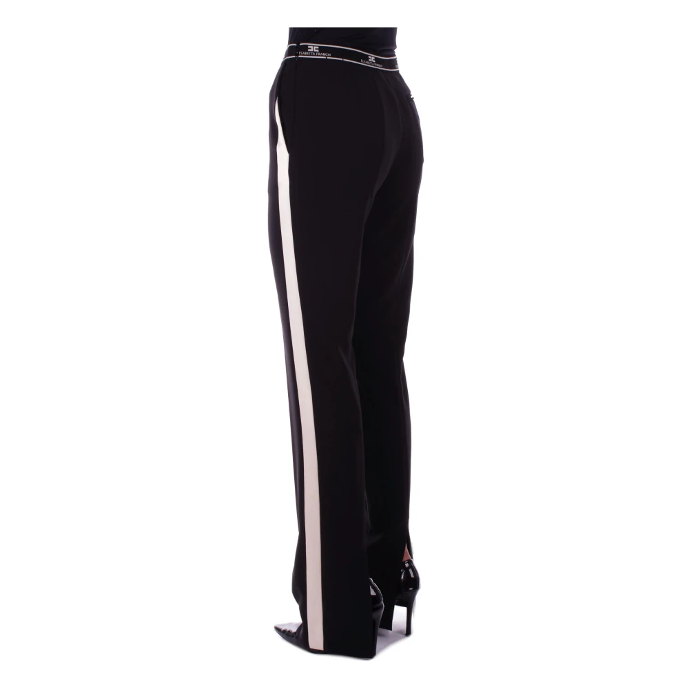 Elisabetta Franchi Zwarte broek met logodetail Black Dames