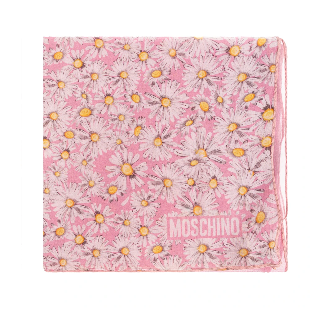Moschino Zijden sjaal met bloemmotief Pink Unisex