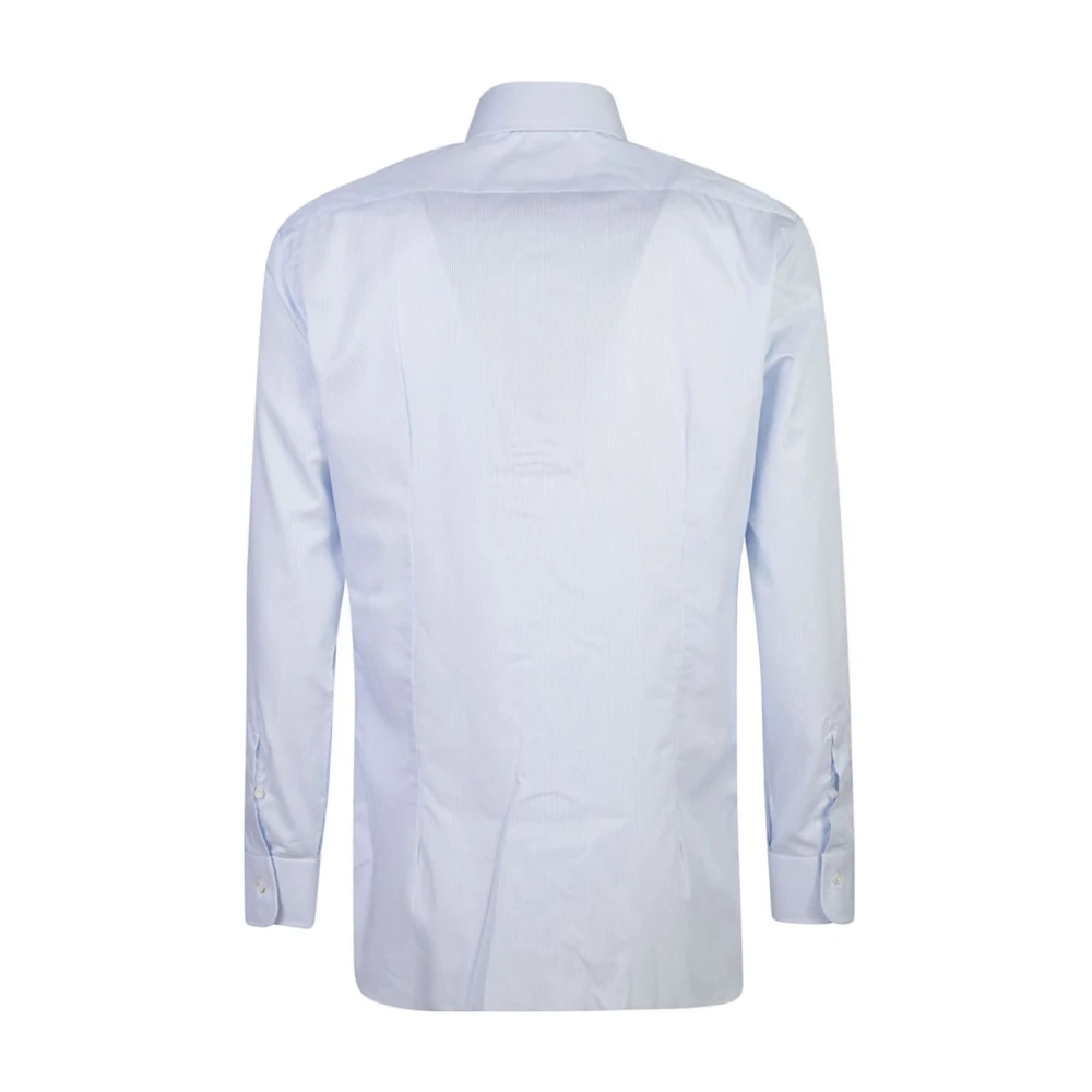 Barba Heldere Blauwe Katoenen Overhemd Lange Mouw Blue Heren