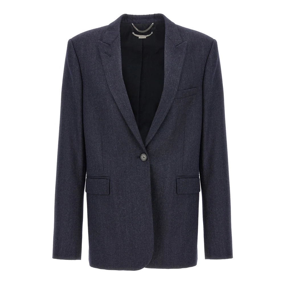 Stella Mccartney Women's Blue Single-Breasted Wool Flannel Blazer - Blazers - M - Jackets