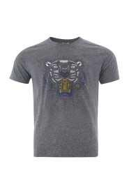 Grå Bomull T-Shirt med Tigertryck