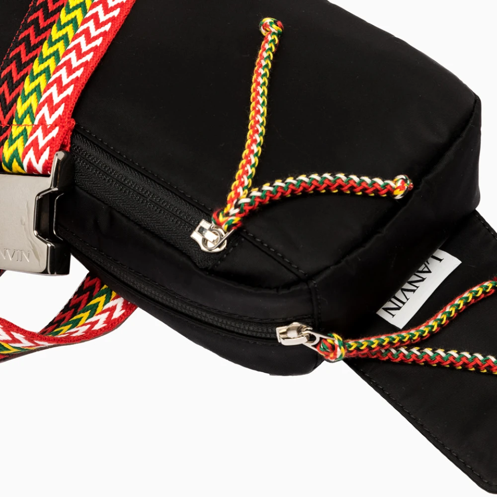 Lanvin Italiaanse Fanny Pack in effen kleur stof Black Heren