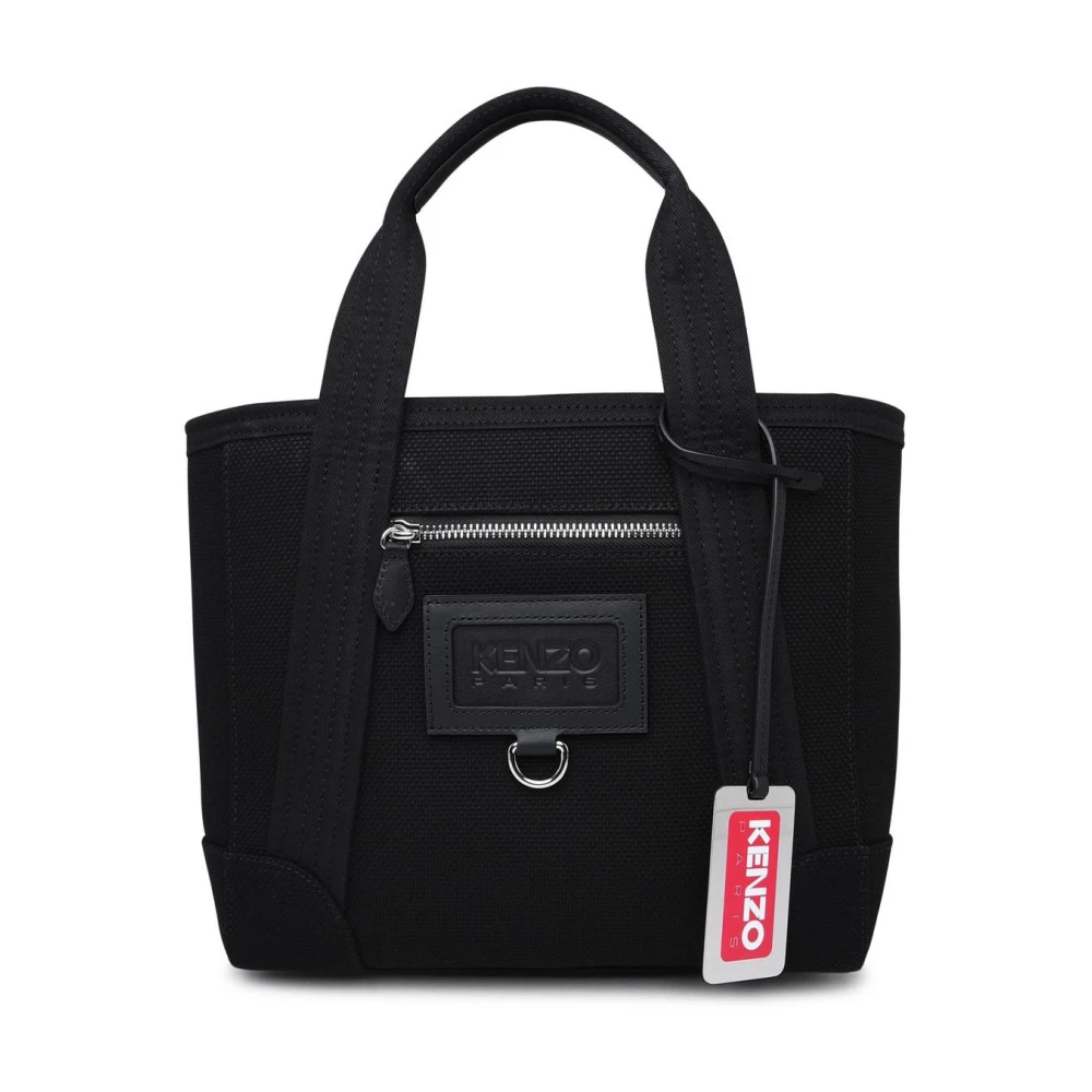 Kenzo Mini tygväska med läderkant Black, Dam