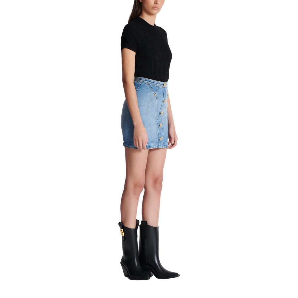 Balmain Geknoopte denim rok Blue Dames