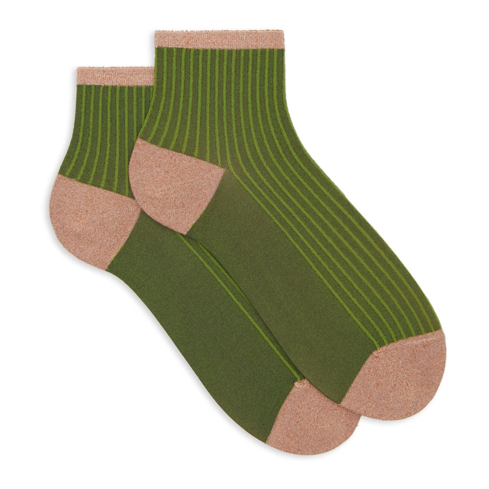 Superkurze grüne Polyamid- und Glitzer-Twin-Rib-Socken für Damen - GALLO - Modalova