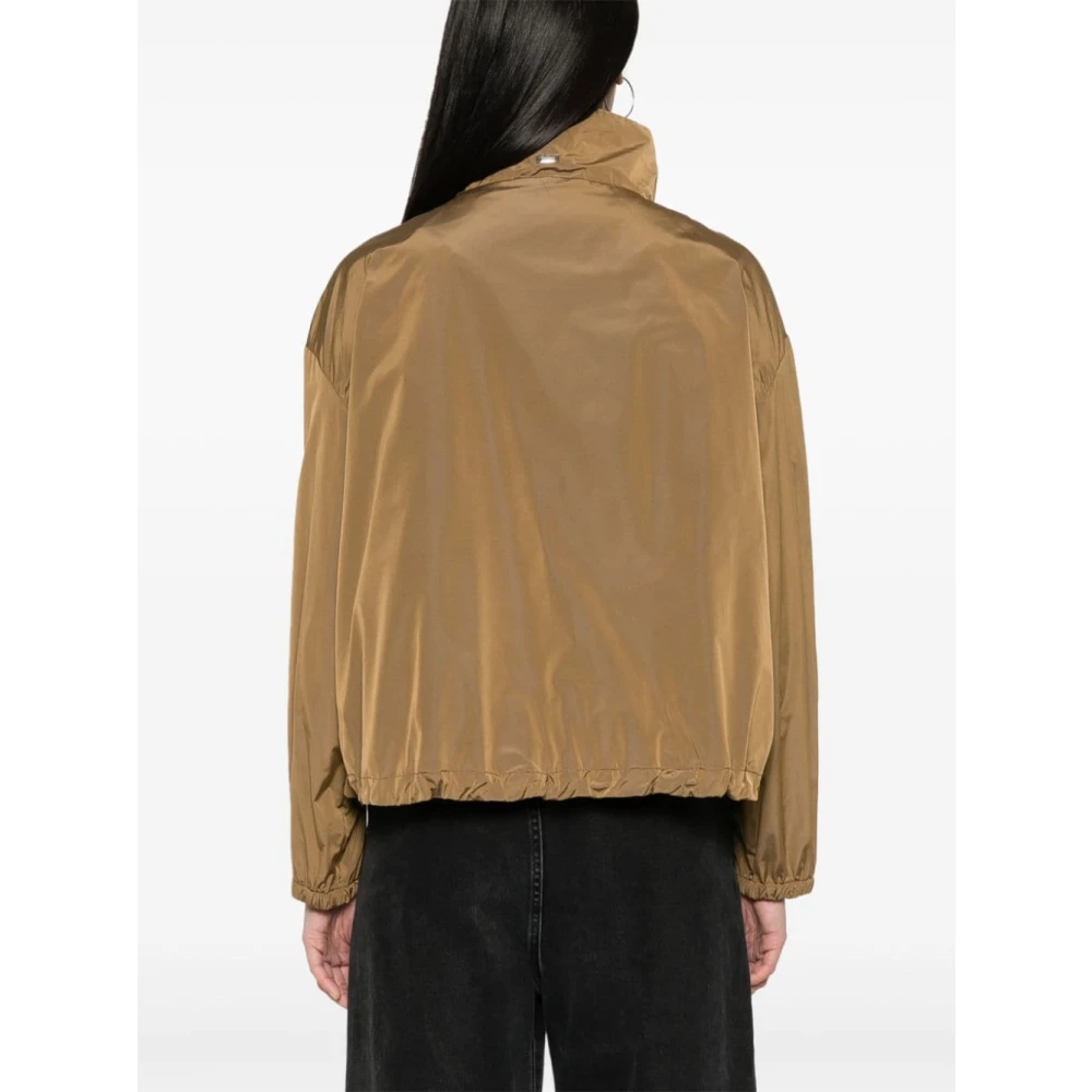 Herno Caramel Taffeta Jas met Elastische Zoom Brown Dames