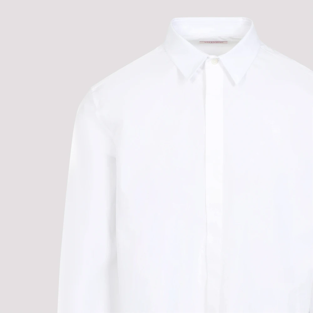 Valentino Optisch Wit Katoenen Overhemd White Heren