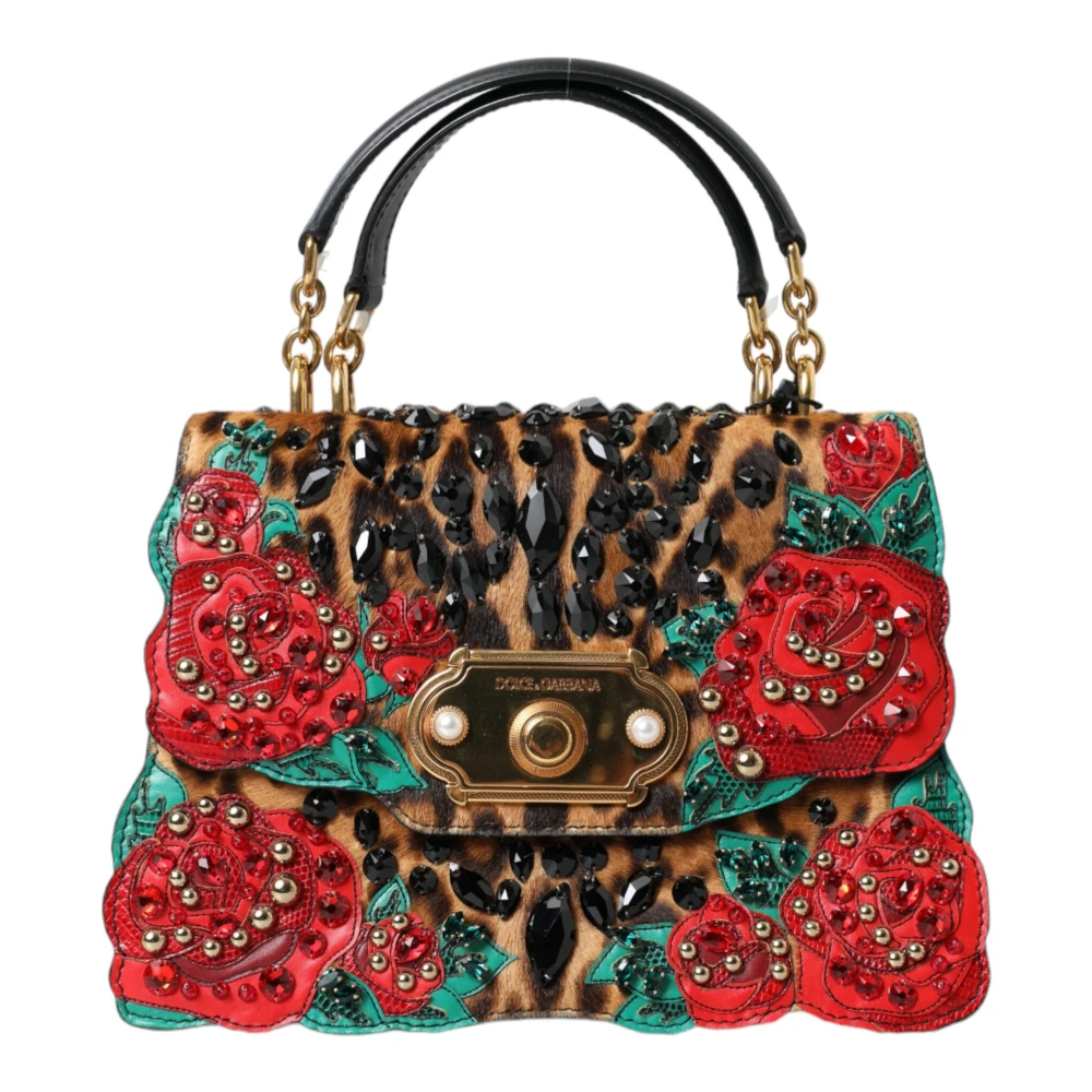 Dolce & Gabbana Leopard Rose Embellished Tote Bag Multicolor Dames
