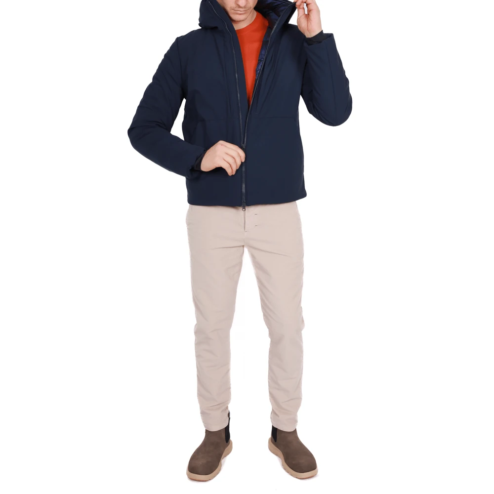 BomBoogie Korte Gewatteerde Winterjas met Capuchon Blue Heren
