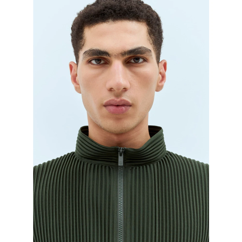 Issey Miyake Geplooide Zip-Up Cargo Jas Green Heren