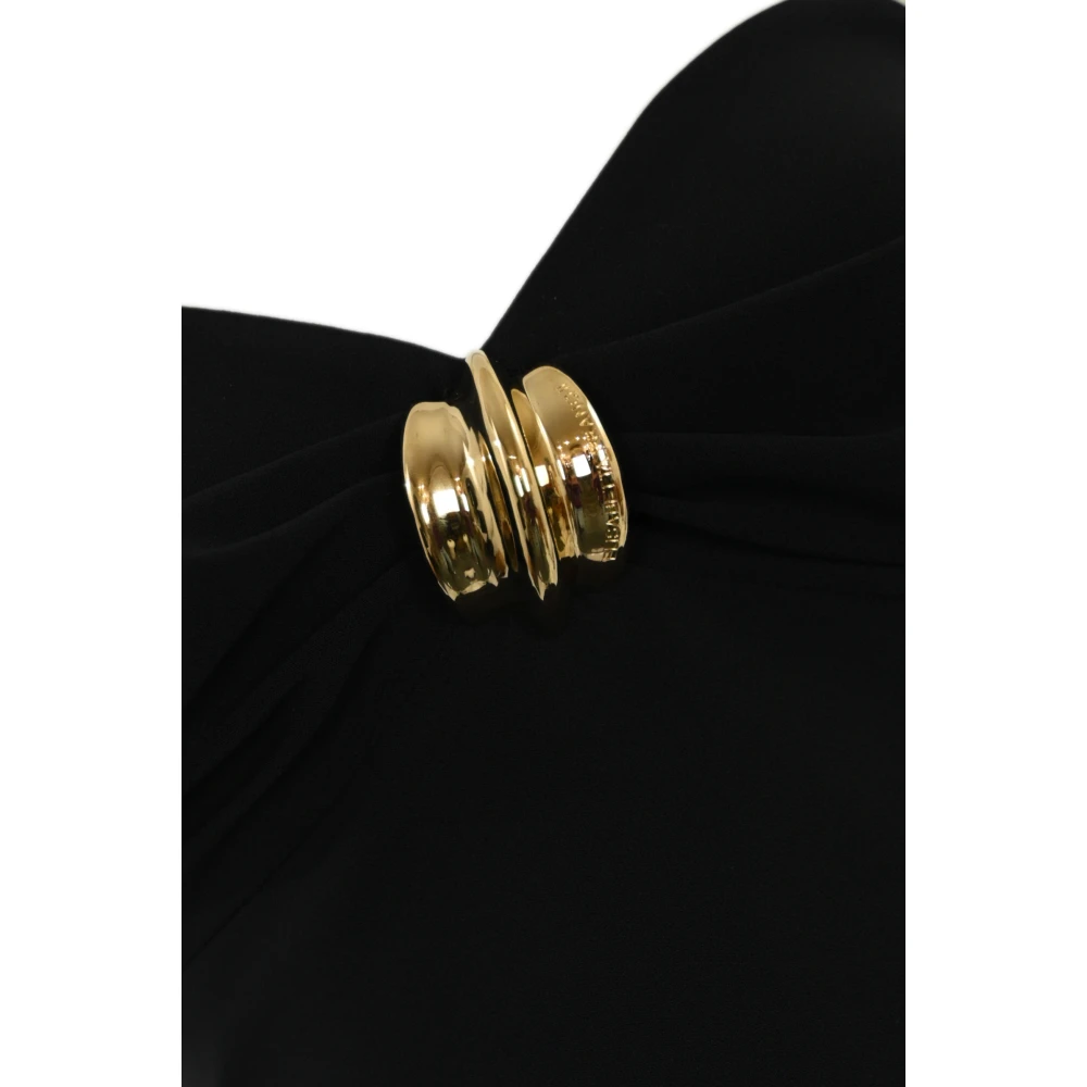 Elisabetta Franchi Zwarte Mouwloze Hart Halslijn Jurk Black Dames