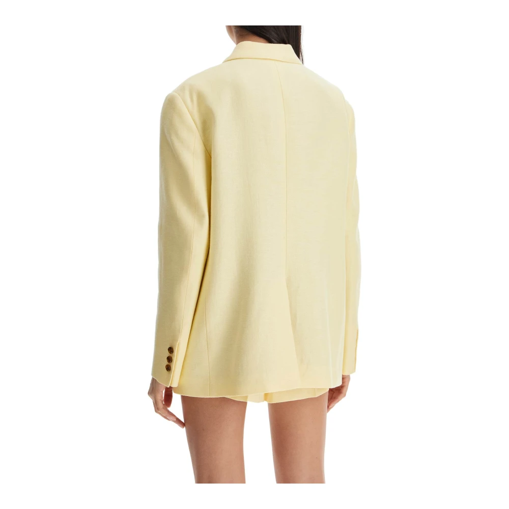 Blazé Milano Elegant Linen Nightbreak Blazer Yellow Dames