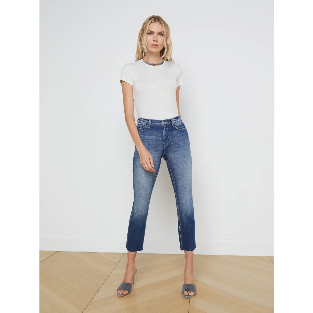 L'Agence High Rise Crop Slim Jeans Blue Dames