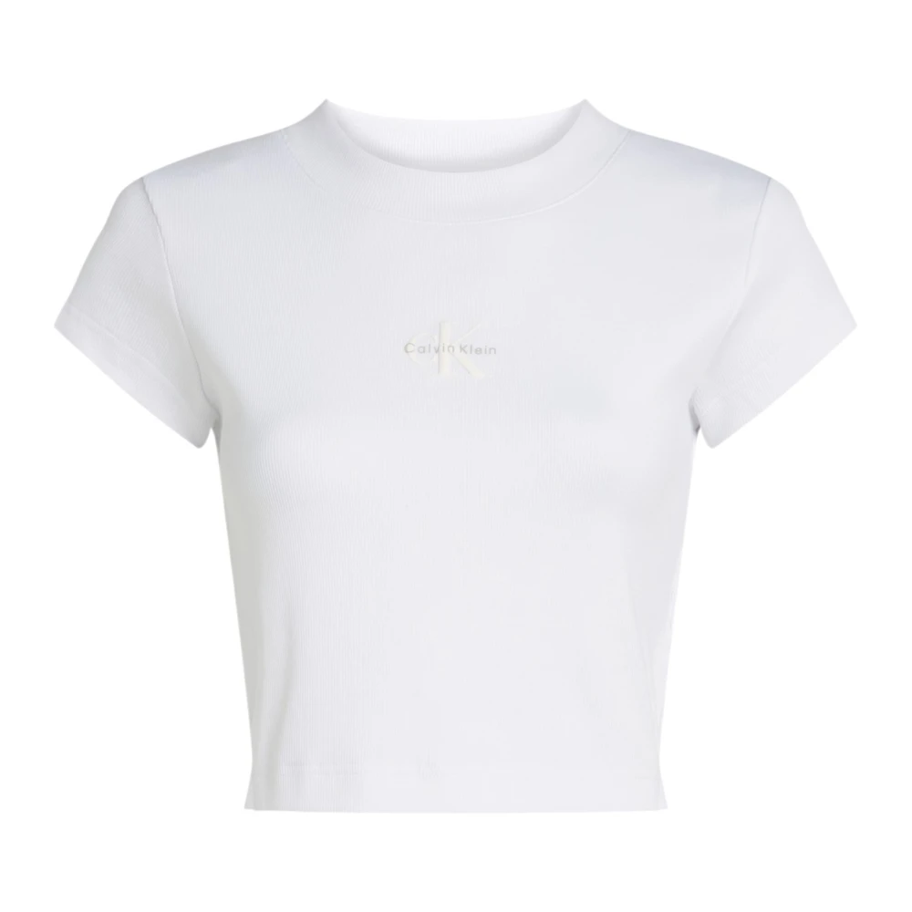 Calvin Klein Jeans Women's White T-Shirts, Xl, Round Neck T-Shirt