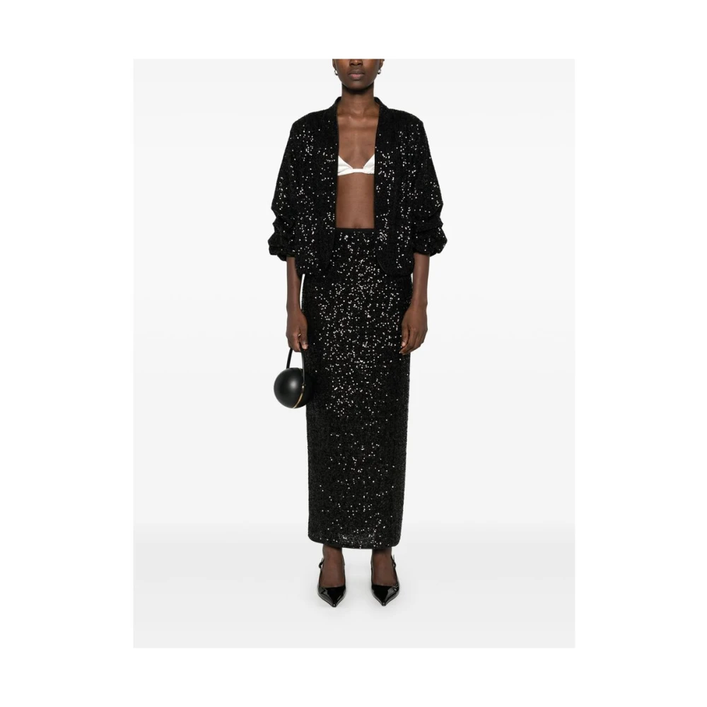 Diane Von Furstenberg Zwarte Mesh Paillet Elastische Rok Black Dames