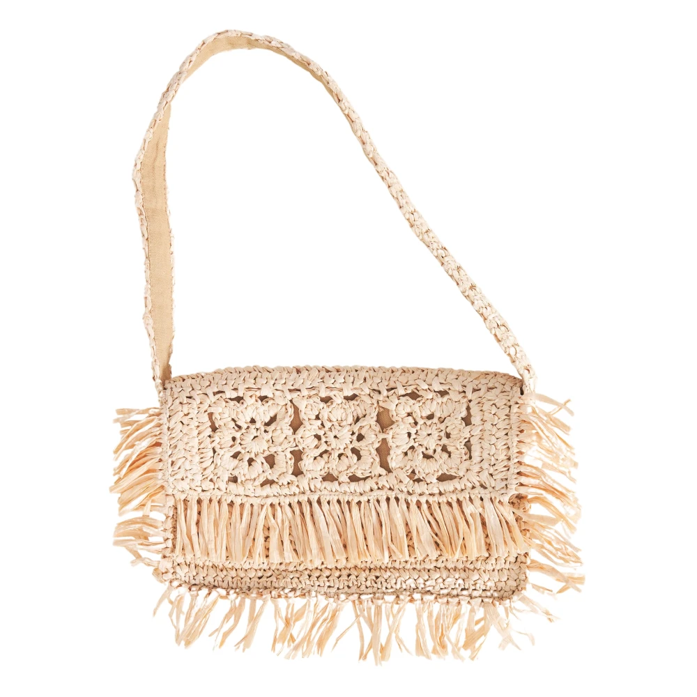 Antik Batik Flätad raffia baguette väska Rosanna Beige, Dam