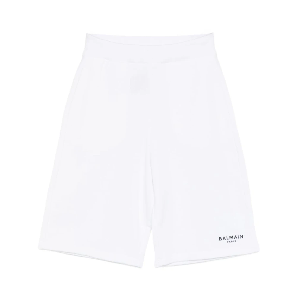 Balmain Boys White Sports Bermuda Shorts With Logo - Shorts - 8 Y - Kids