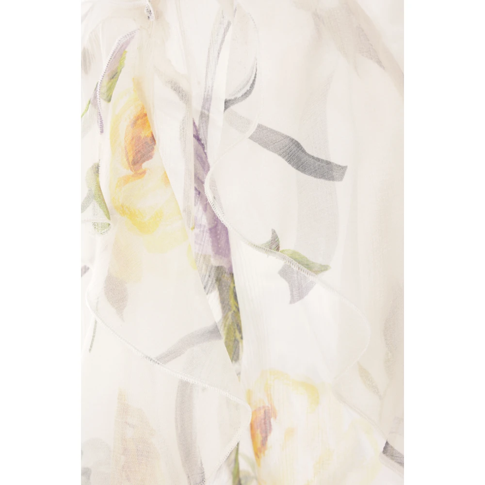 Blumarine Bloemenzijden overhemd met ruches Multicolor Dames