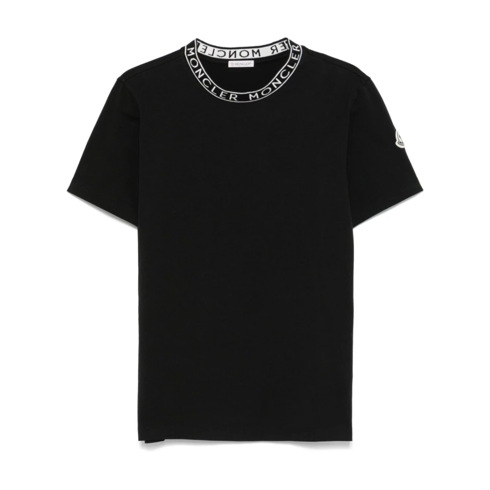 Moncler Zwart Logo Patch Crew Neck T-shirt Black Heren