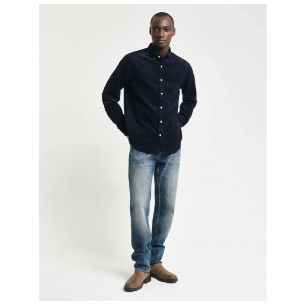 Gant Fluweel Katoen Regular Overhemd Blue Heren