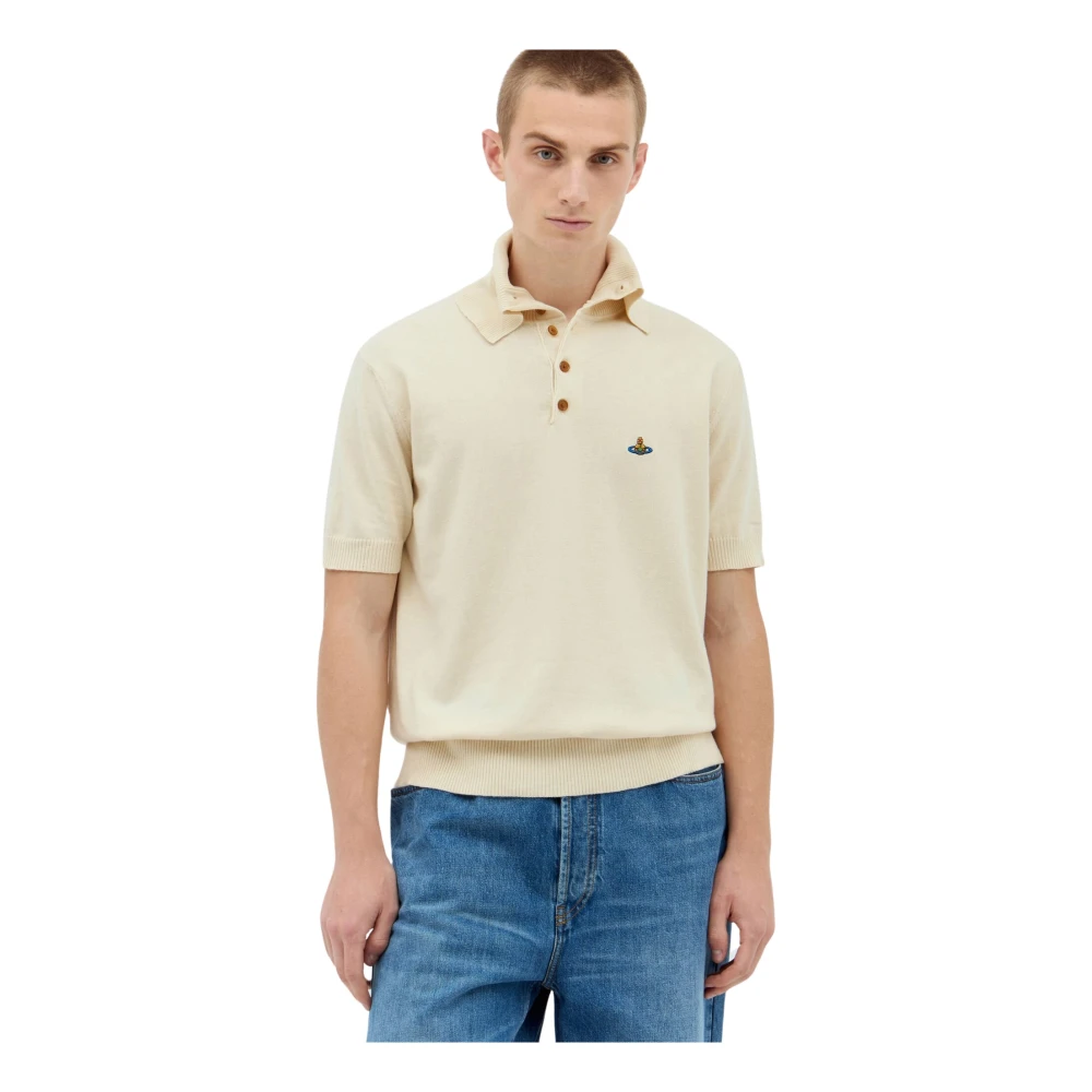 Vivienne Westwood Bomull-Kashmir Polo Shirt Beige, Herr