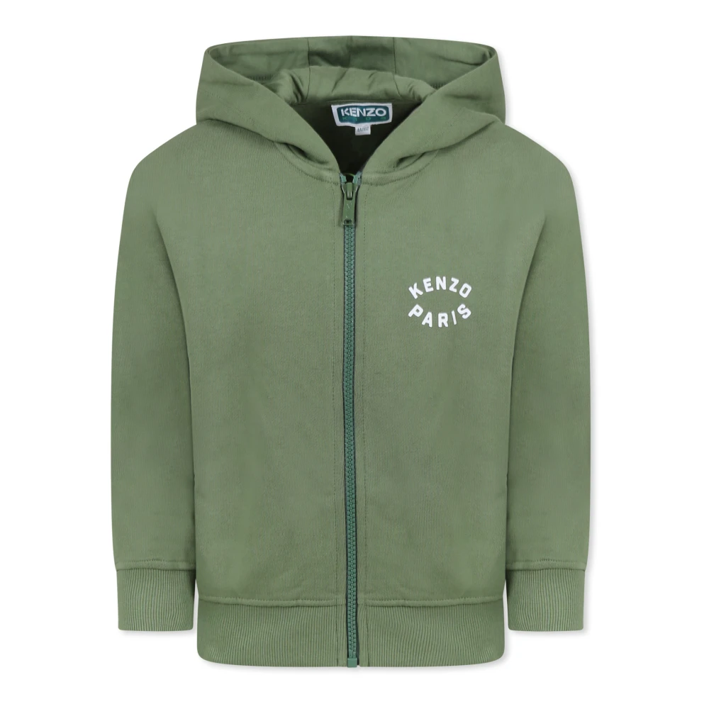 Kenzo Grön hoodie med Lucky Tiger-tryck Green, Unisex