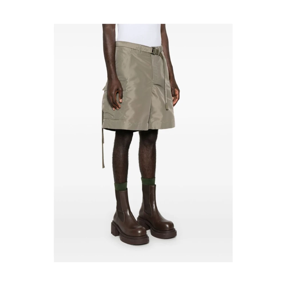 Sacai Cargo Zak Olijfgroene Shorts Green Heren