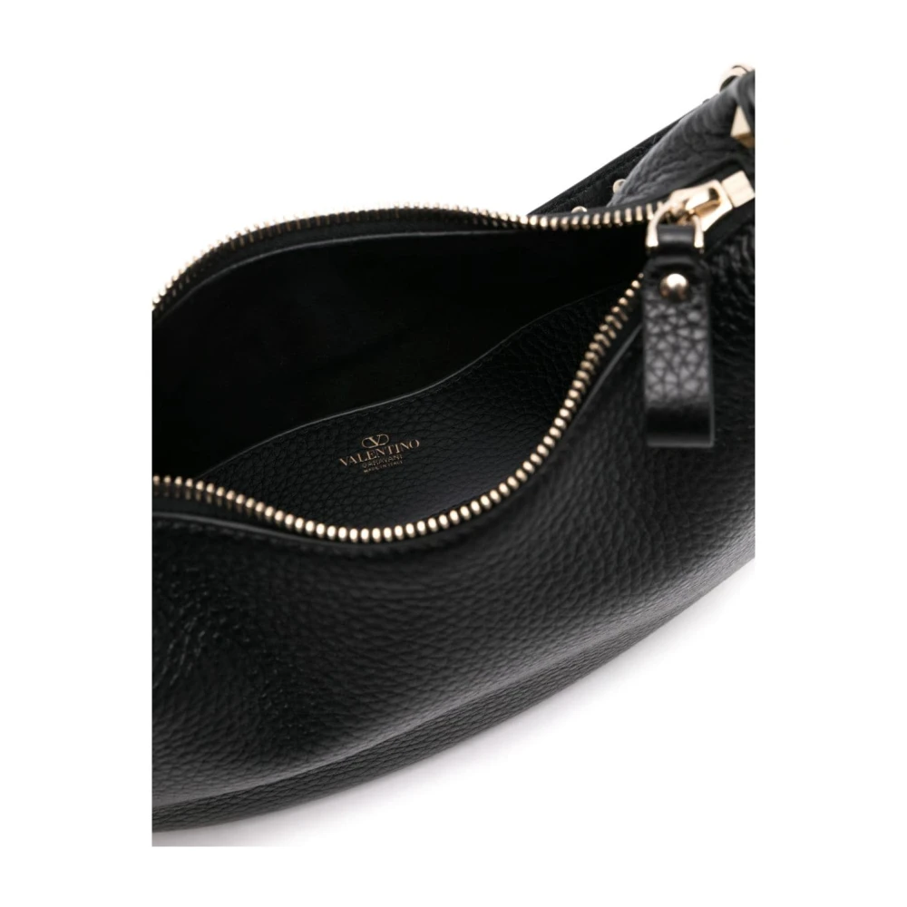 Valentino Garavani Zwarte Korrelige Leren Rockstud Tas Black Dames