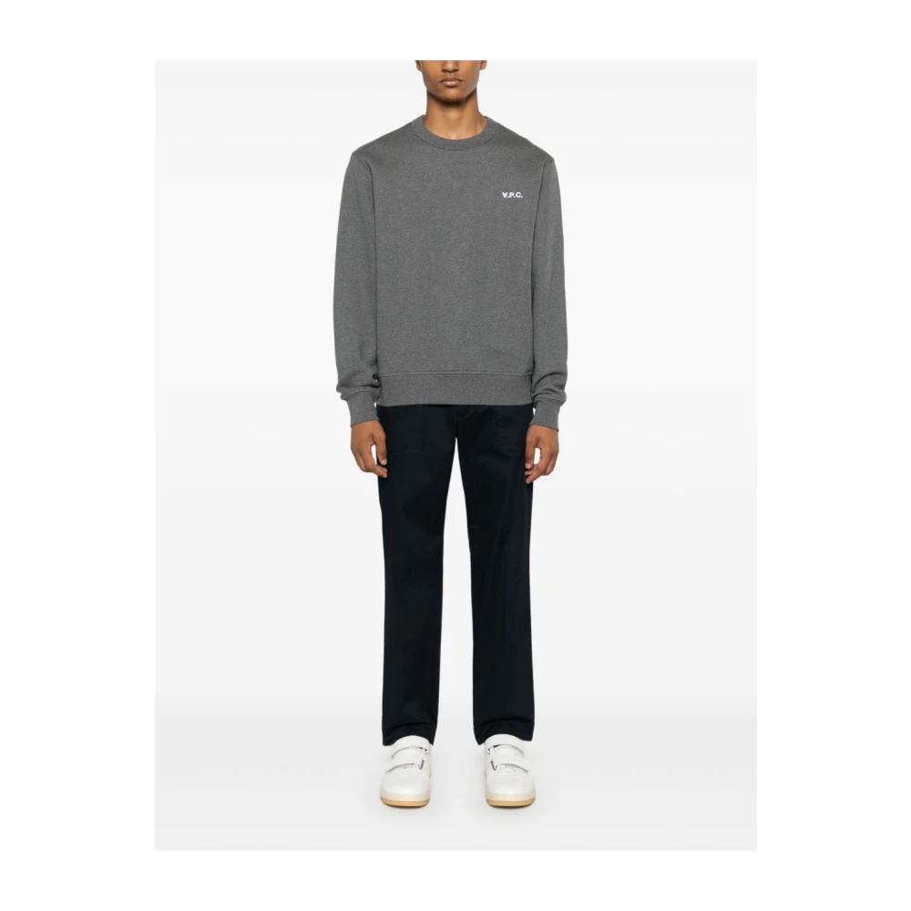 A.p.c. Logo Flocked Sweatshirt Gray Heren