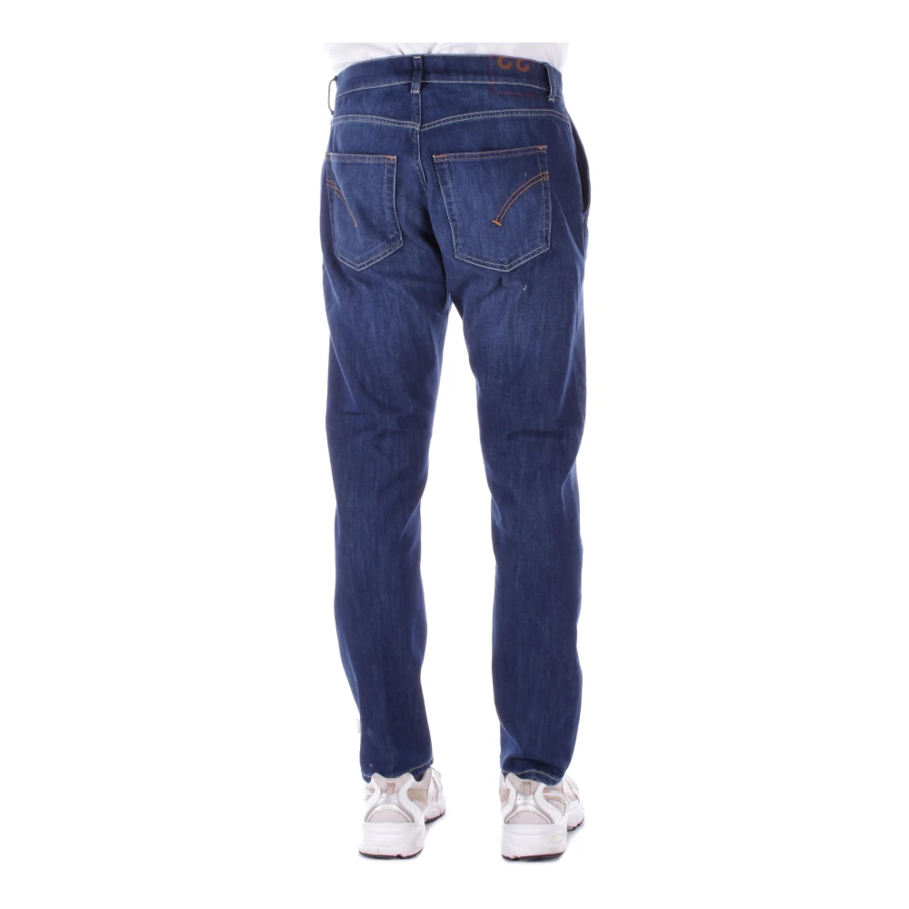 Dondup Blauwe Logo Jeans Regular Fit Blue Heren