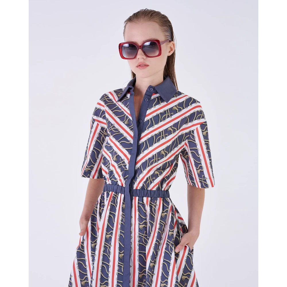 Silvian Heach Gestreepte overhemdjurk Blue Dames