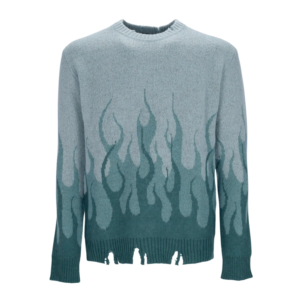 Vision OF Super Vlammen Oversized Crew Neck Sweater Groen Green Heren