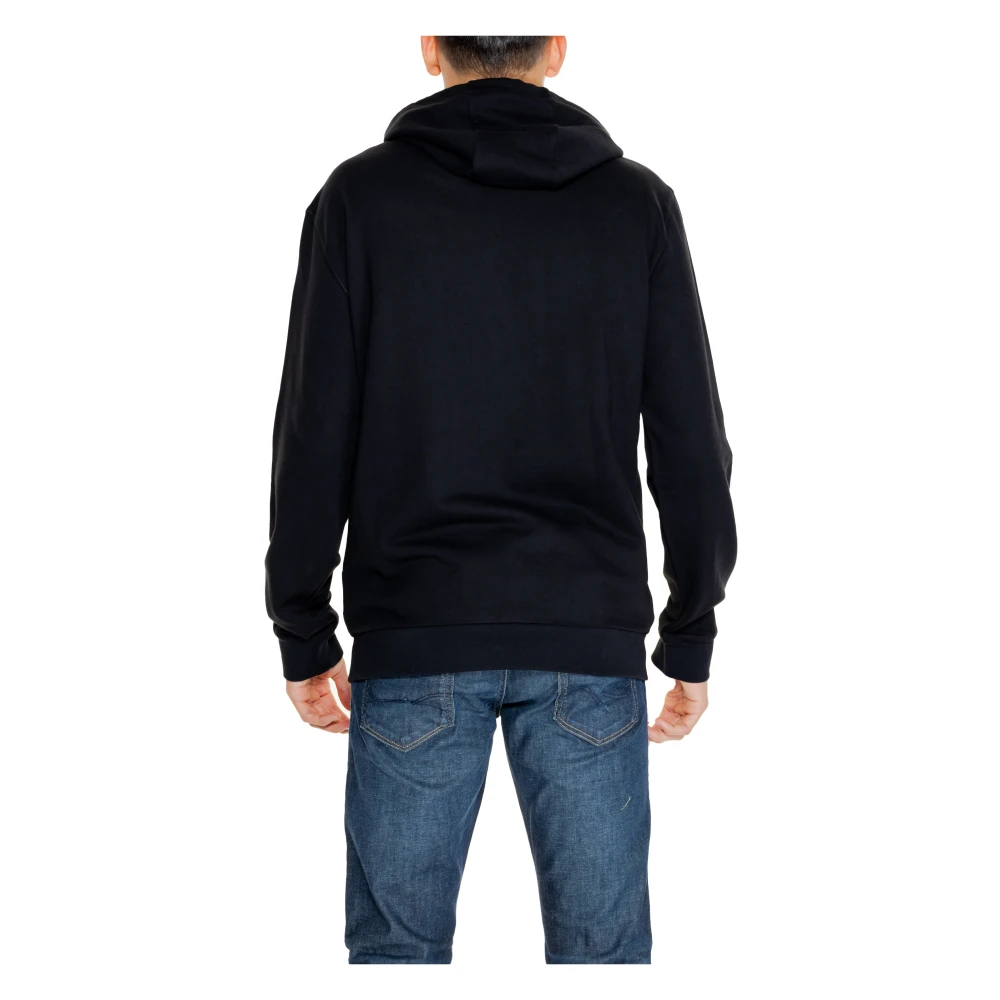 Emporio Armani EA7 Zwarte Bedrukte Hoodie Mannen Herfst Winter Black Heren