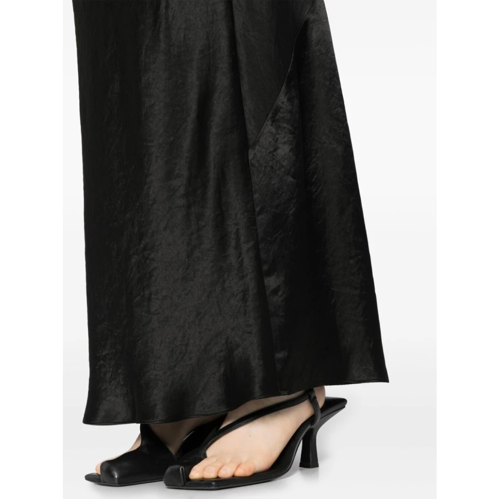 Vince Zwarte Satijnen Maxi Rok Black Dames