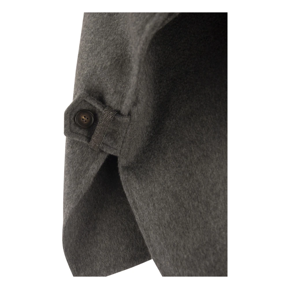 BRUNELLO CUCINELLI Cashmere Cape met Glanzende Details Gray Dames
