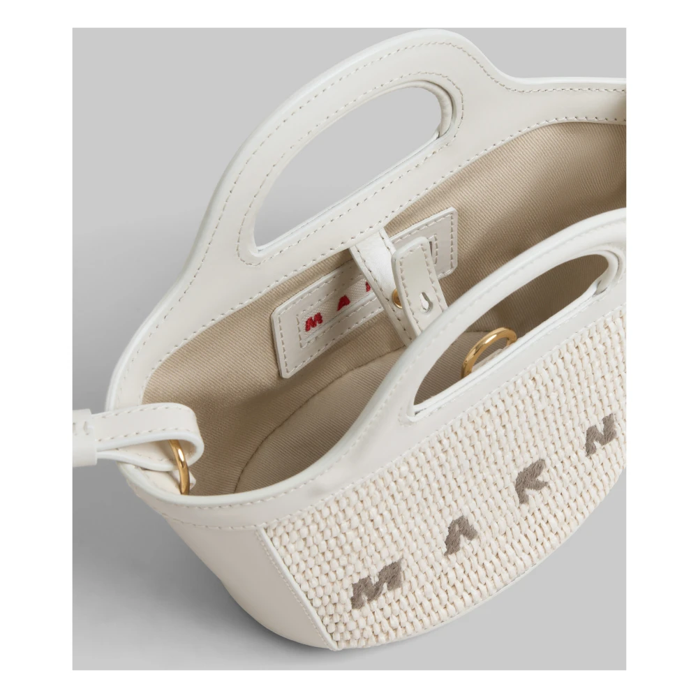 Marni Witte Handtas met Logo Borduurwerk White Dames