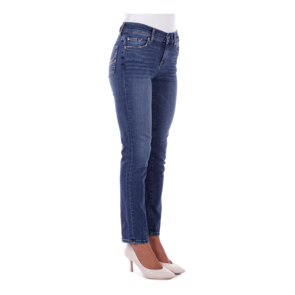 Liu Jo Denim Skinny Stretch Jeans met Strass Details Blue Dames