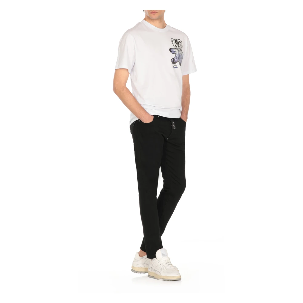 Philipp Plein Wit Crew Neck T-shirt met Logo White Heren