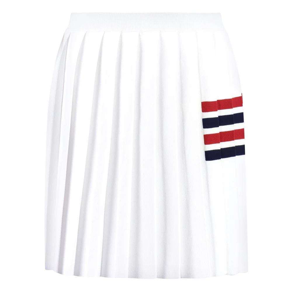 Thom Browne Geplooide Gebreide Rok met Tricolor Detail White Dames