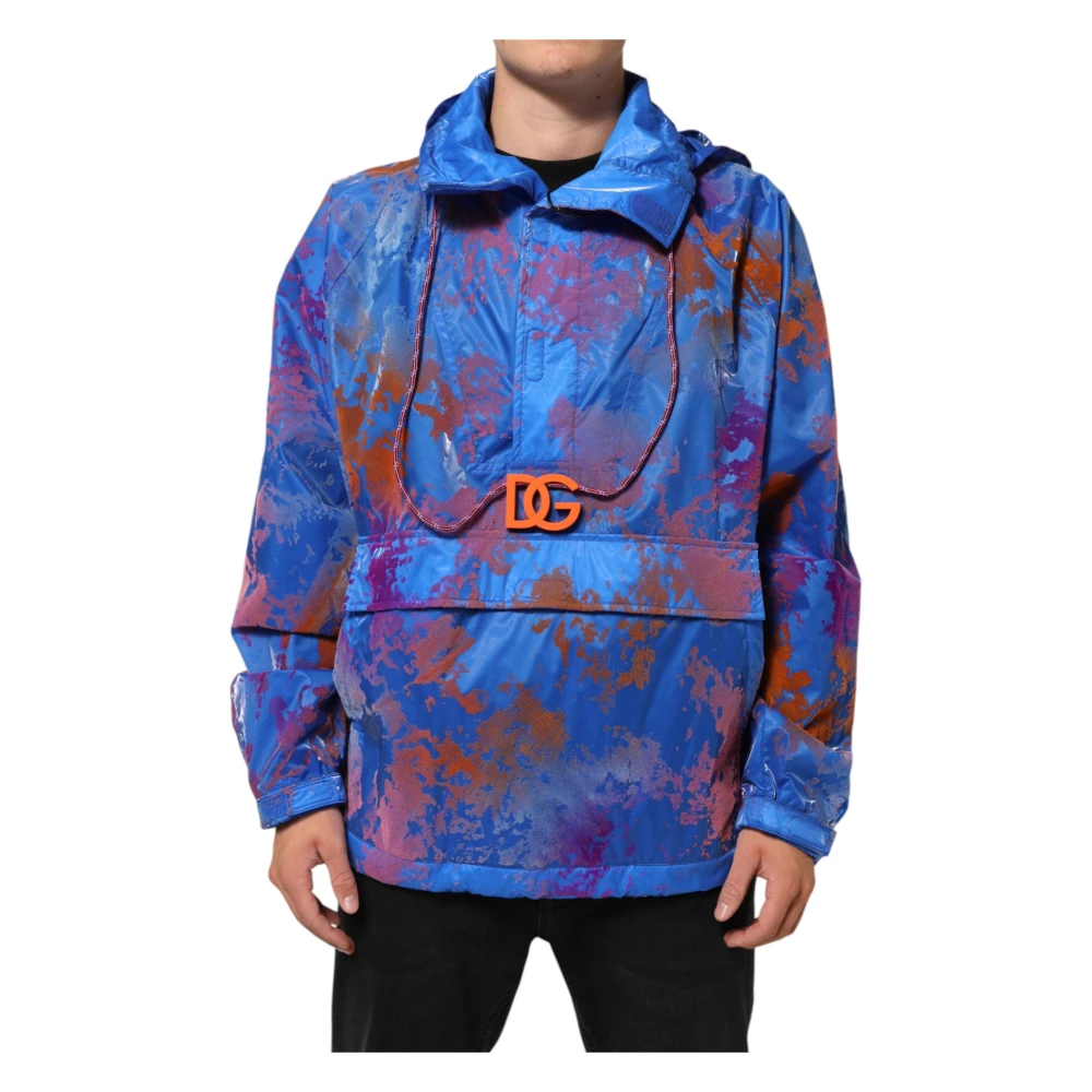Dolce & Gabbana Men's Tie Dye Logo Hooded Sweatshirt Jacket