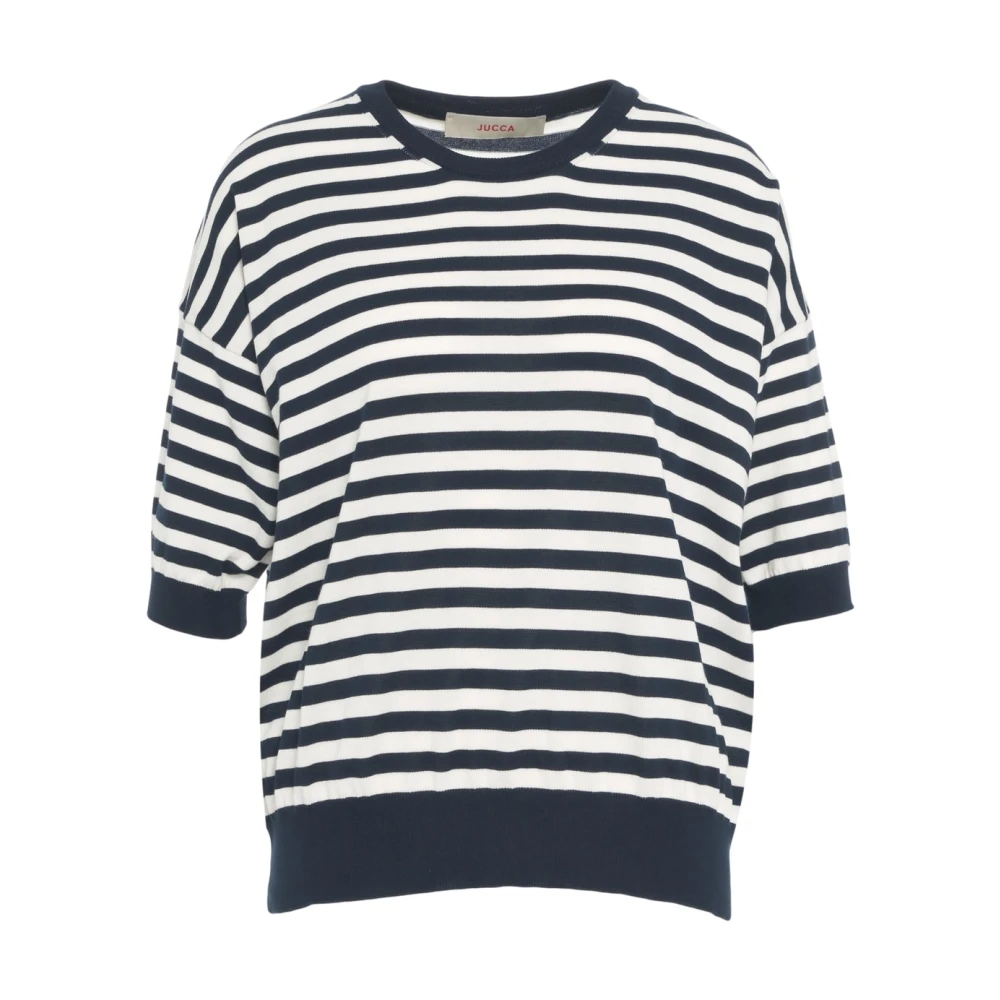 Jucca Blauwe Half Sleeve Gebreide Trui Blue Dames