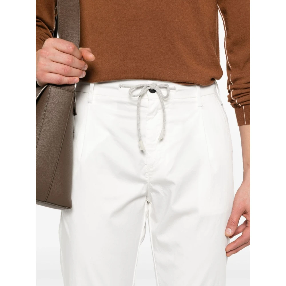 Eleventy Witte Slim-Fit Katoenen Broek White Heren