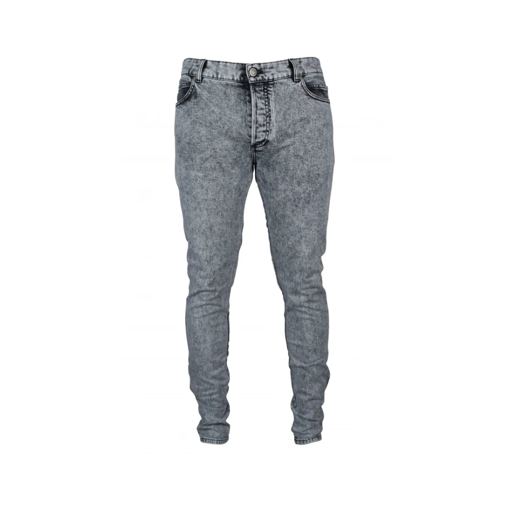 Balmain Grijze Jeans met Logo Detail Gray Heren