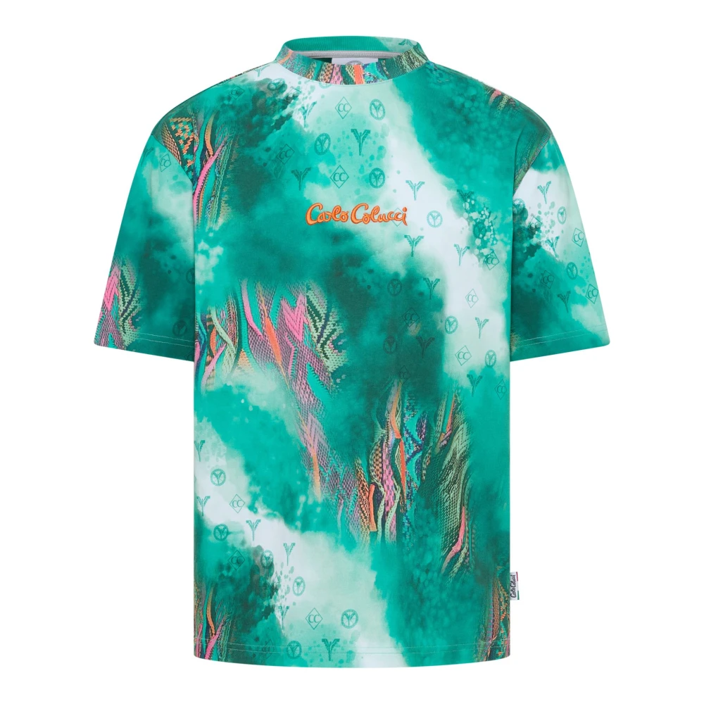 Carlo colucci Abstract Oversized T-shirt met Logostiksel Multicolor Heren