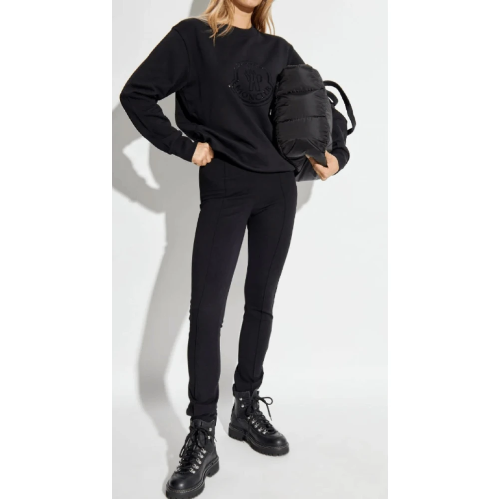 Moncler Kristalversierde Crew Neck Sweatshirt Black Dames